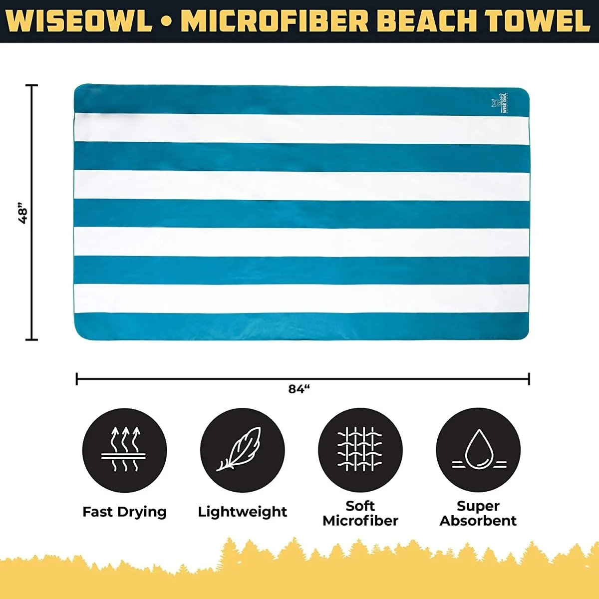 Wise Owl Outfitters Blue Beach and Yoga Towel