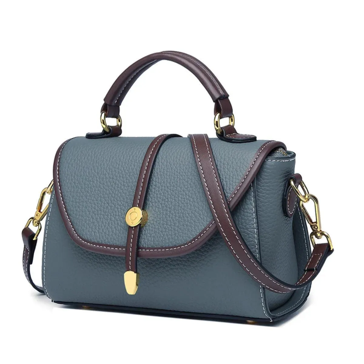 Zipper PU Leather Pillow Shoulder Handbag